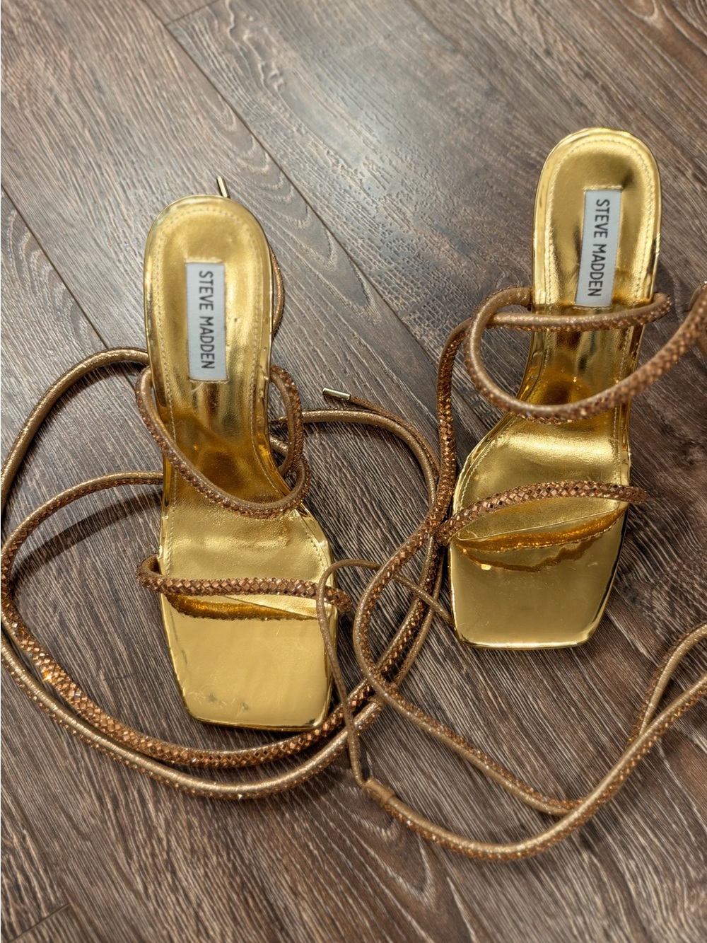 Steve Madden Metallic Gold Braided Lace-Up Heels